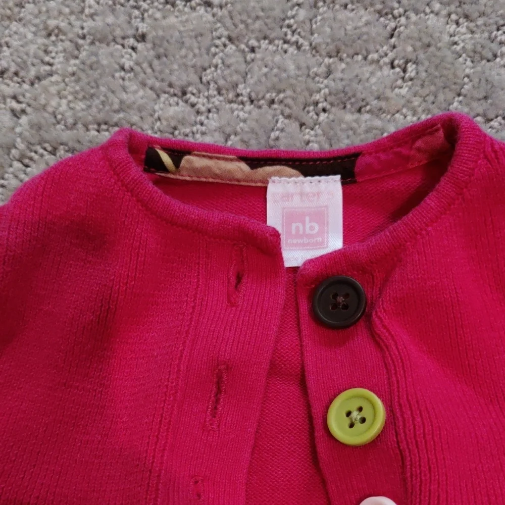 Carter's Pink Cardigan and Floral Diaper Cover Set